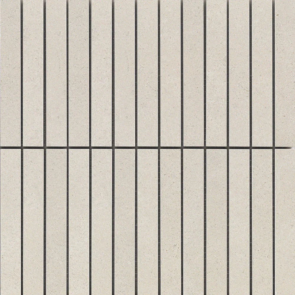 Paradigm White Finger Lappato Porcelain Mosaic in a room setting