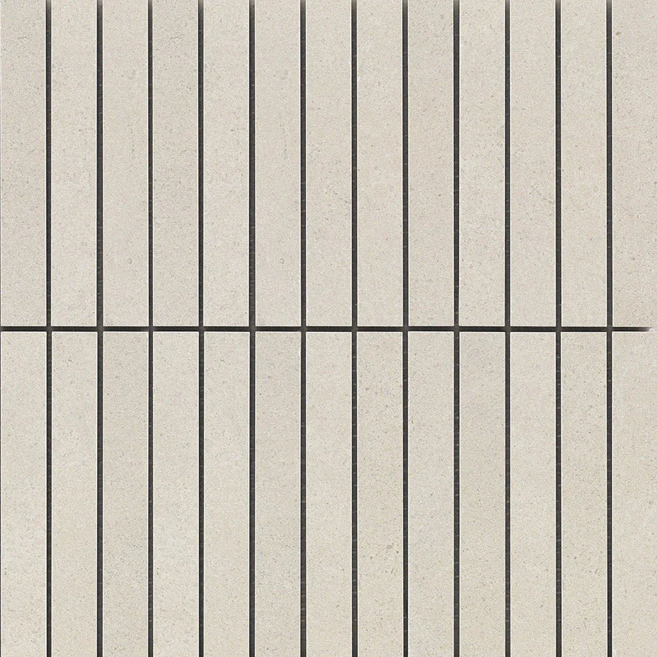Paradigm White Finger Lappato Porcelain Mosaic in a room setting