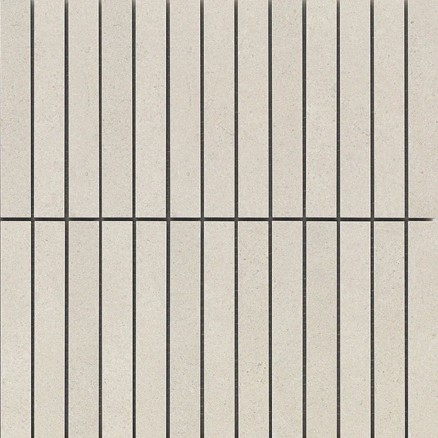 Paradigm White Finger Lappato Porcelain Mosaic in a room setting
