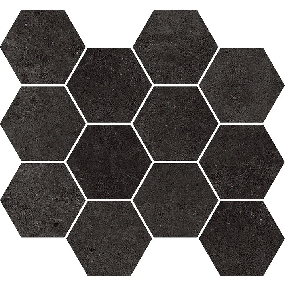 Paradigm Graphite Hexagon Matt Porcelain Mosaic in a room setting