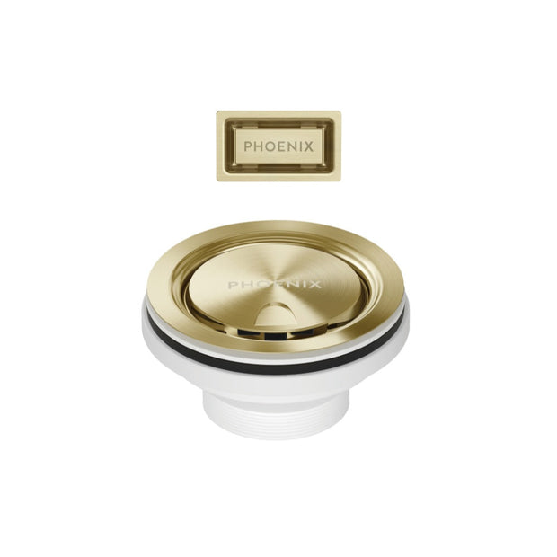 Covered Sink Basket Waste with Overflow - Brushed Gold
