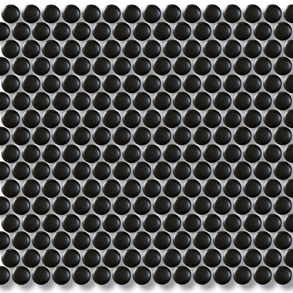 Black Penny Round D19 Porcelain Mosaic tile