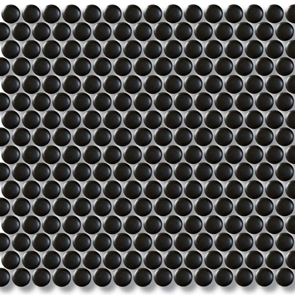 Black Penny Round D19 Porcelain Mosaic tile