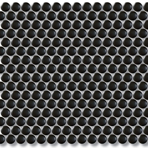 Black Penny Round D19 Porcelain Mosaic tile