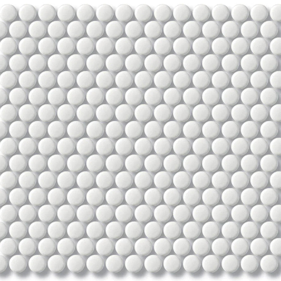 White Penny Round D19 Porcelain Mosaic tile