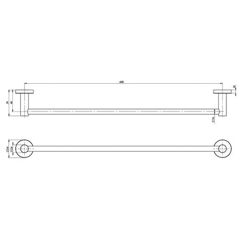 Phoenix Radii Single Towel Rail 600mm Round Plate, Matte Black