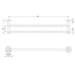 Radii Double Towel Rail 600mm Round Plate