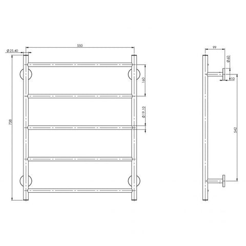 Phoenix Radii Towel Ladder 550 x 740mm Round Plate, Matte Black bathroom accessory