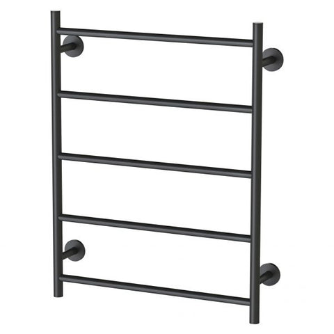 Phoenix Radii Heated Towel Ladder 550 x 740mm Round Plate, Matte Black bathroom accessory