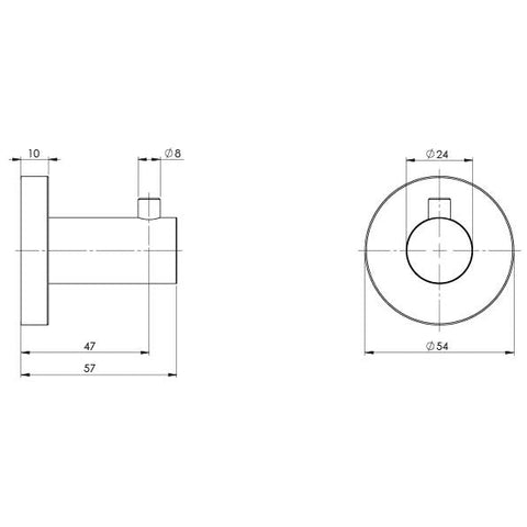 Phoenix Radii Robe Hook Round Plate, Matte Black bathroom accessory