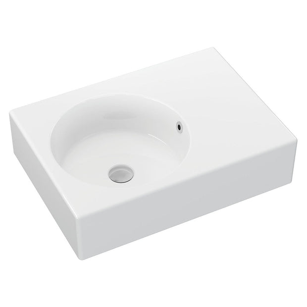 Fienza Reba Left Bowl Wall Basin, Gloss White wall hung vanity