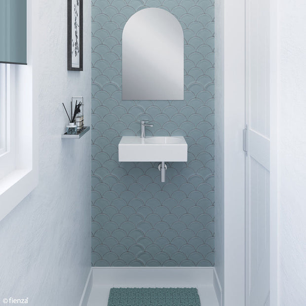 Fienza Reba Right Bowl Wall Basin, Gloss White wall hung vanity