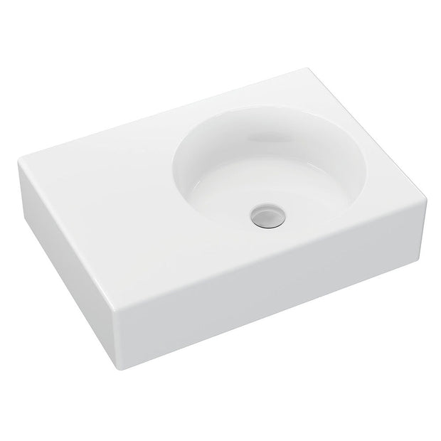 Fienza Reba Right Bowl Wall Basin, Gloss White wall hung vanity