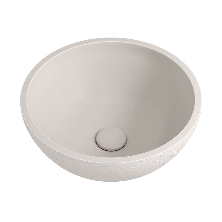 Alba Round Concrete Above Counter Basin in Vanilla