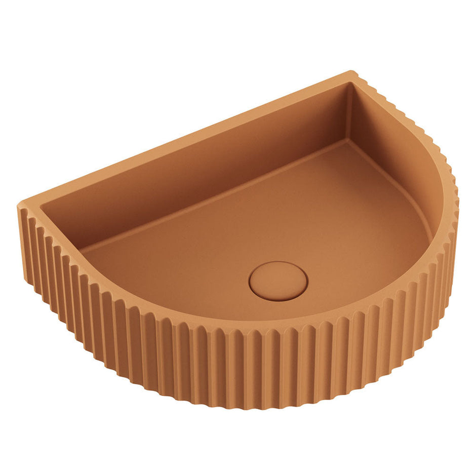 Valentina Fluted Arch Concrete Wall Basin in Tuscan