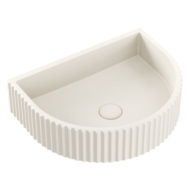 Valentina Fluted Arch Concrete Wall Basin in Warm White