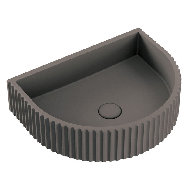 Valentina Fluted Arch Concrete Wall Basin in Warm Grey