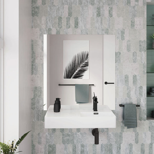 Fienza Petra 800 Right-Hand Wall Basin, Gloss White wall hung vanity