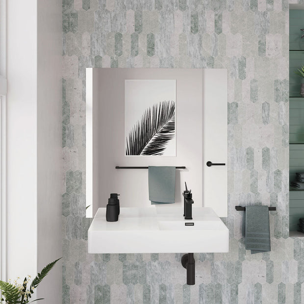 Fienza Petra 800 Right-Hand Wall Basin, Gloss White wall hung vanity