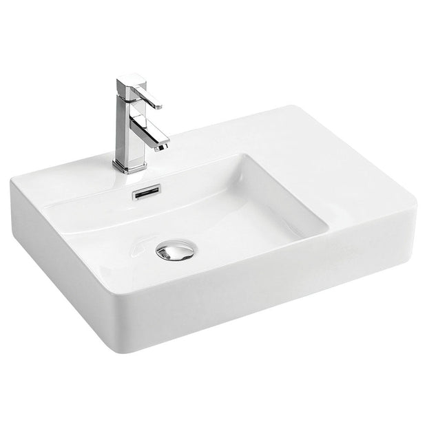 Fienza Petra Left-Hand Wall Basin, Gloss White wall hung vanity