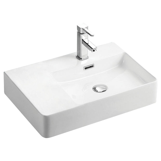 Fienza Petra Right-Hand Wall Basin, Gloss White wall hung vanity