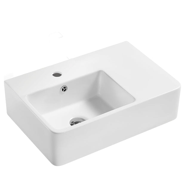 Fienza Delta Care Left-Hand Wall Basin, Gloss White wall hung vanity