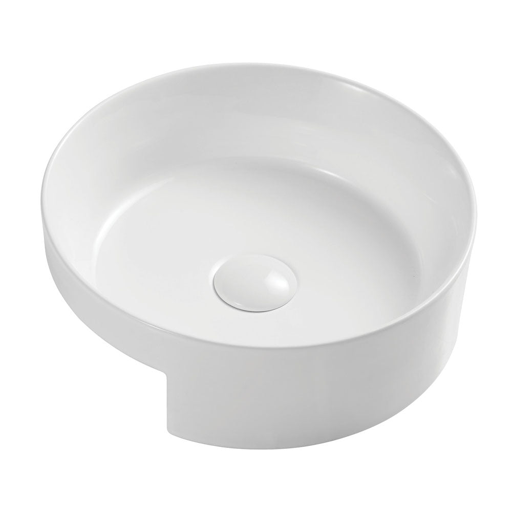 Reba Semi-Recessed Basin, No Tap Hole, Gloss White in Gloss White