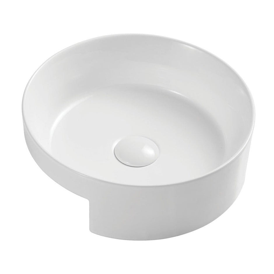 Reba Semi-Recessed Basin, No Tap Hole, Gloss White in Gloss White