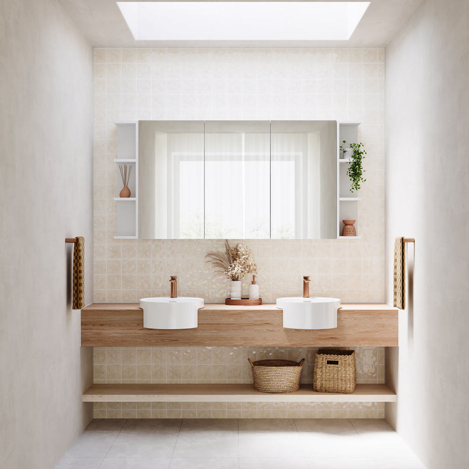 Reba Semi-Recessed Basin With Tap Hole, Gloss White