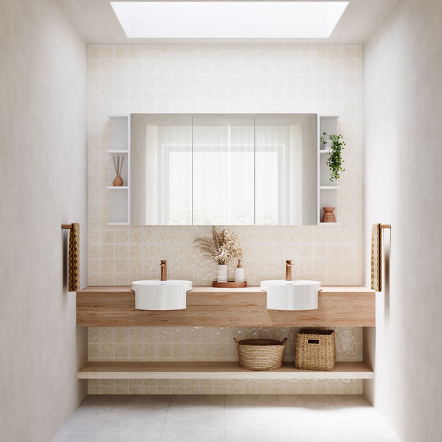 Fienza Reba Semi-Recessed Basin With Tap Hole, Gloss White