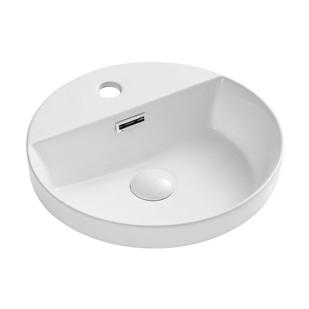 Fienza Reba Semi-Inset Basin With Tap Hole, Gloss White