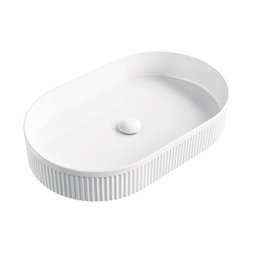 Eleanor Oval Above Counter Fluted Basin in Gloss White