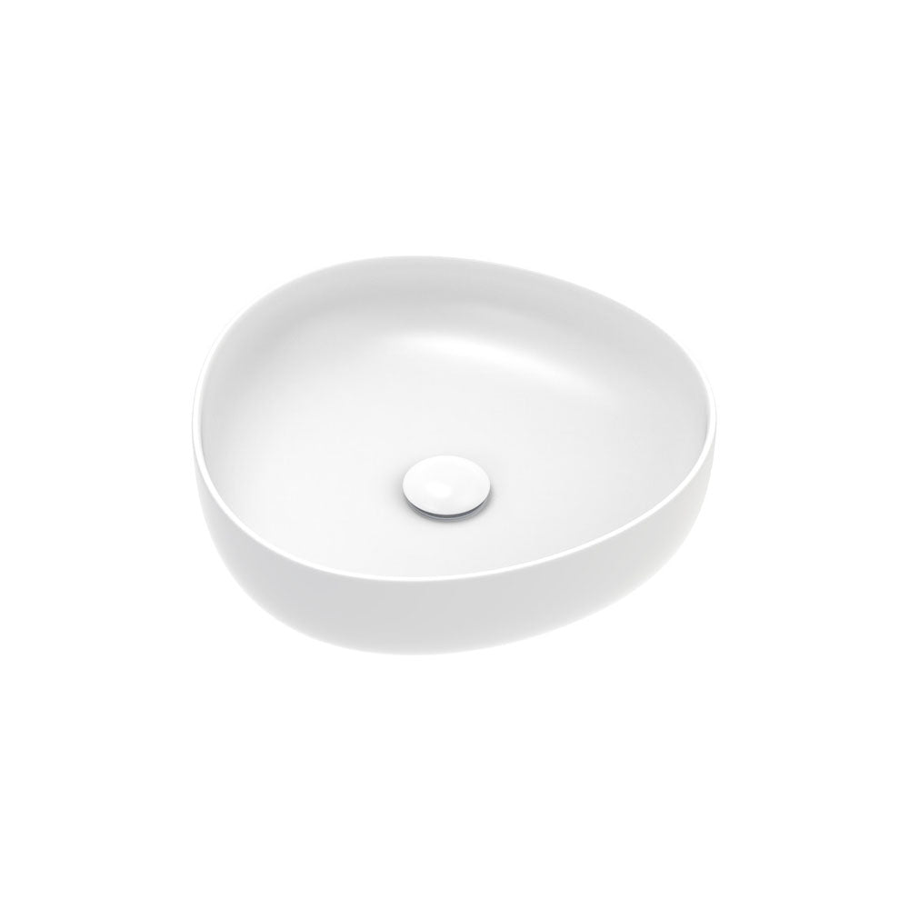 Pebble Small Above Counter Basin in Matte White