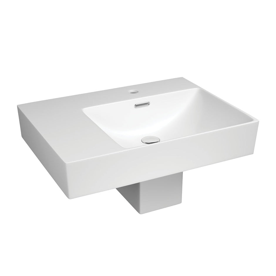 Tono Care Wall Basin with Integral Shroud, Right Bowl, Gloss White in Gloss White