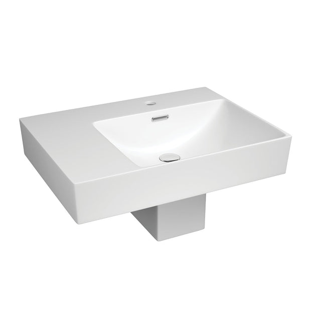 Fienza Tono Care Wall Basin with Integral Shroud, Right Bowl, Gloss White wall hung vanity