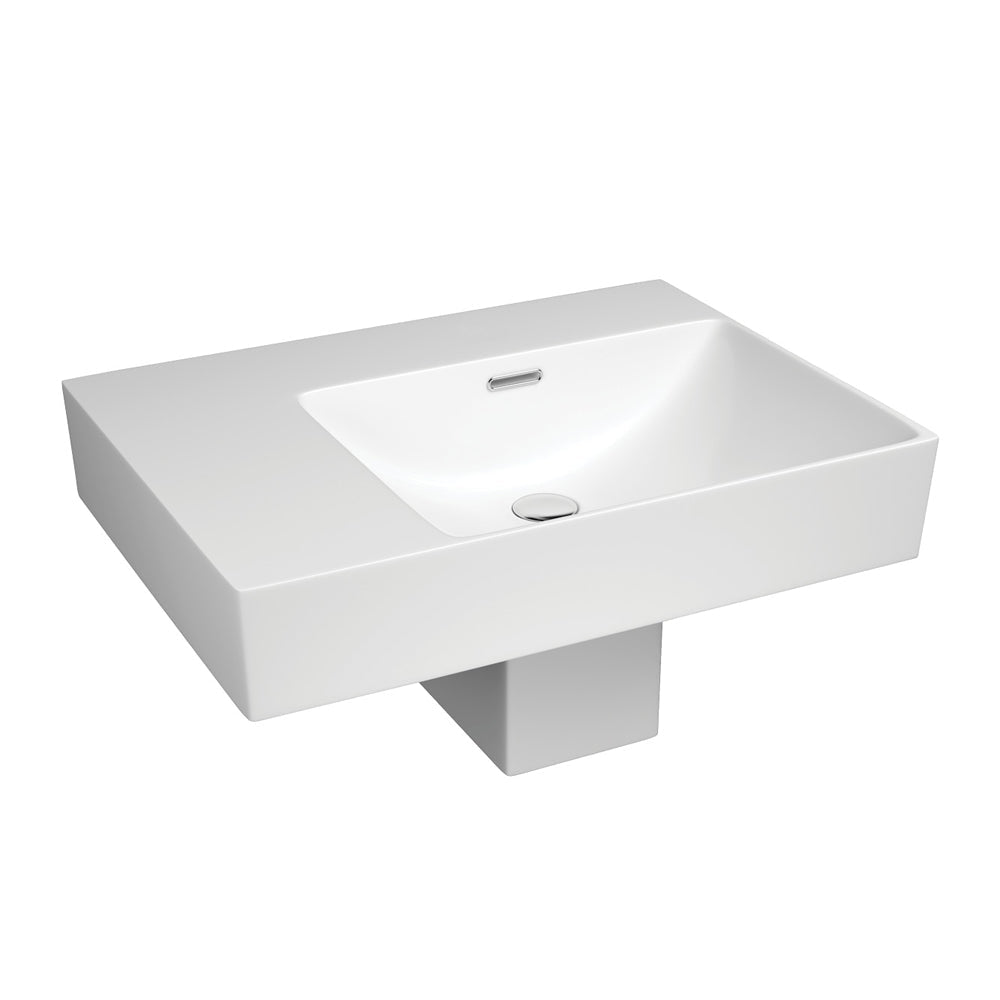 Tono Care Wall Basin with Integral Shroud, Right Bowl, Gloss White in Gloss White