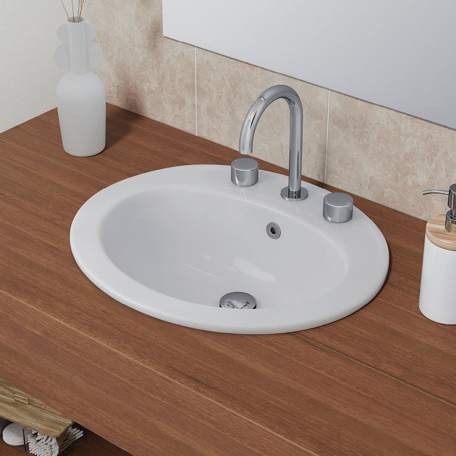 Lacy Fully-Inset Basin, Gloss Off-White