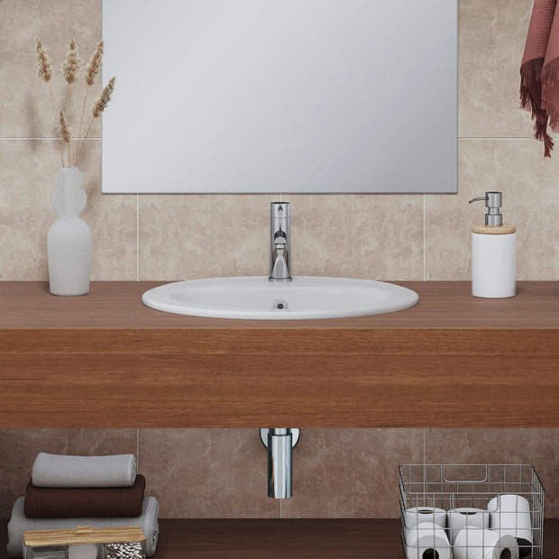 Fienza Lacy Fully-Inset Basin, Gloss Off-White