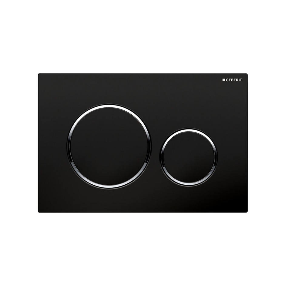 Concealed Cistern Flush Plate with Round Buttons in Black