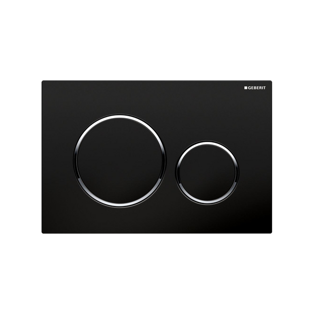 Concealed Cistern Flush Plate with Round Buttons in Black