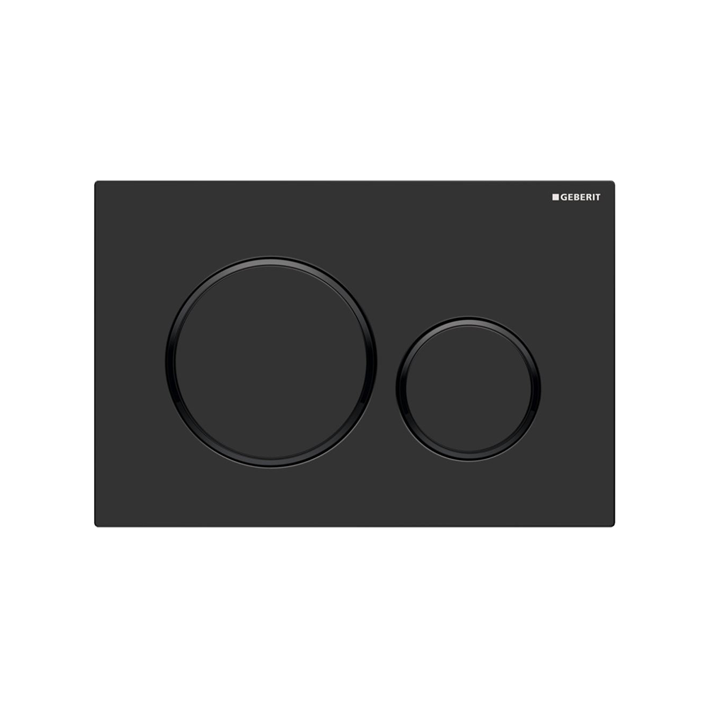 Concealed Cistern Flush Plate with Round Buttons in Matte Black