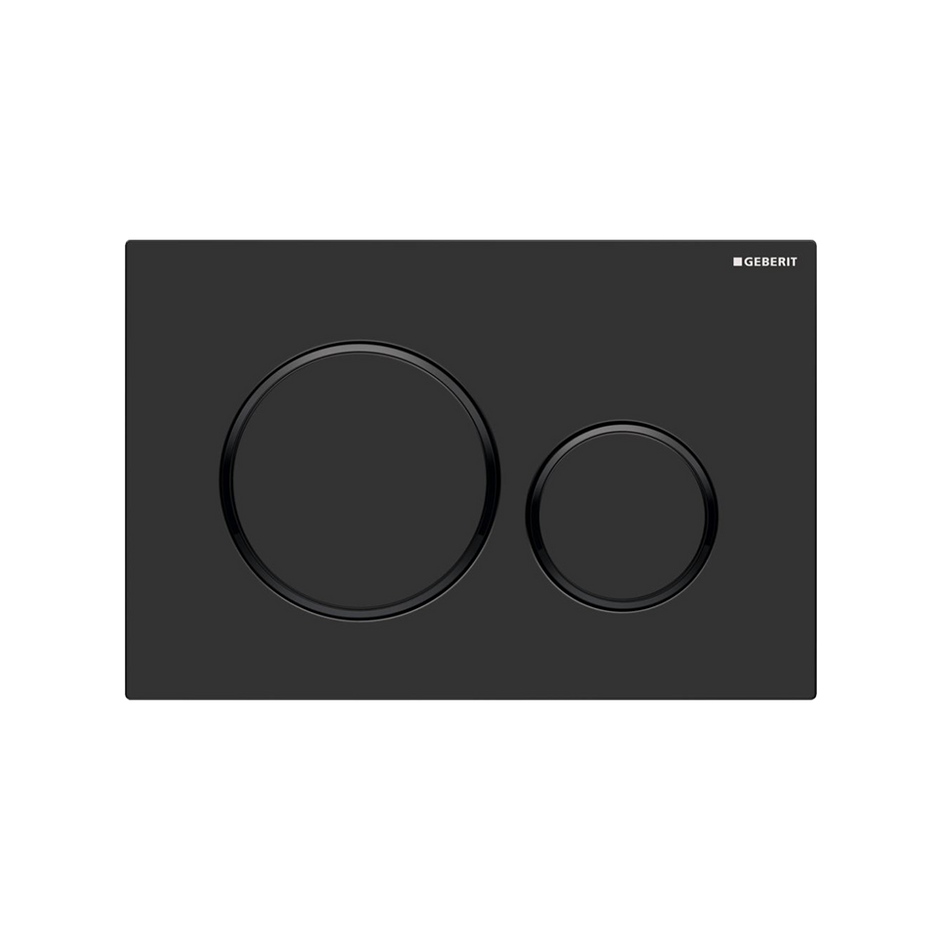 Concealed Cistern Flush Plate with Round Buttons in Matte Black