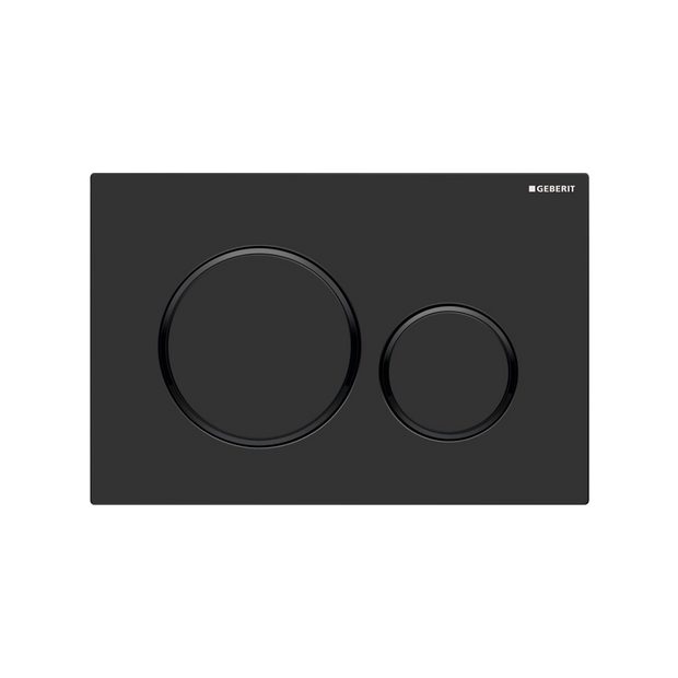 Concealed Cistern Flush Plate with Round Buttons in Matte Black