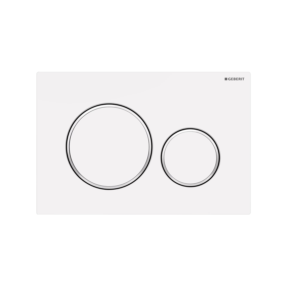 Concealed Cistern Flush Plate with Round Buttons in White