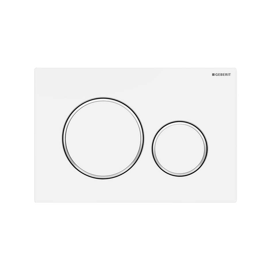 Concealed Cistern Flush Plate with Round Buttons in White