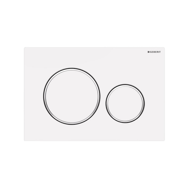 Concealed Cistern Flush Plate with Round Buttons in White