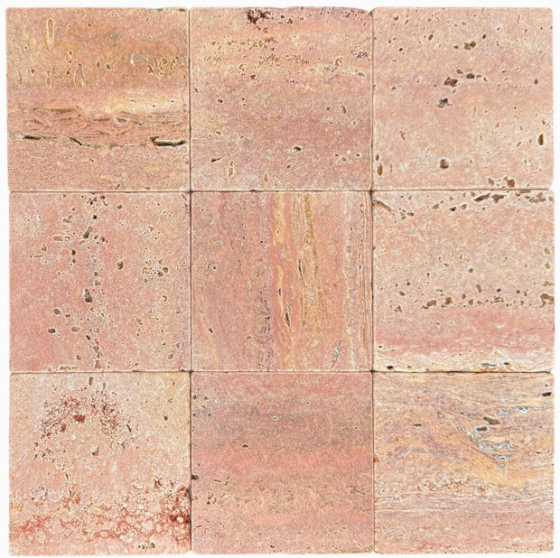 Red Travertine Tumbled Mosaic