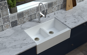 Navona Retro 5050 Double Bowl Farmhouse Granite Sink 864 x 540 x 229mm Snova White