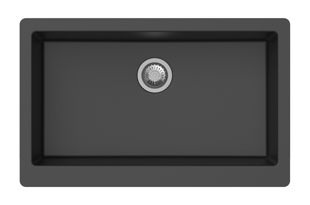 Navona Retro A100 Single Bowl Farmhouse Granite Sink 865 x 540 x 229mm Deep Black
