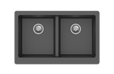 Navona Retro 5050 Double Bowl Farmhouse Granite Sink 864 x 540 x 229mm Deep Black